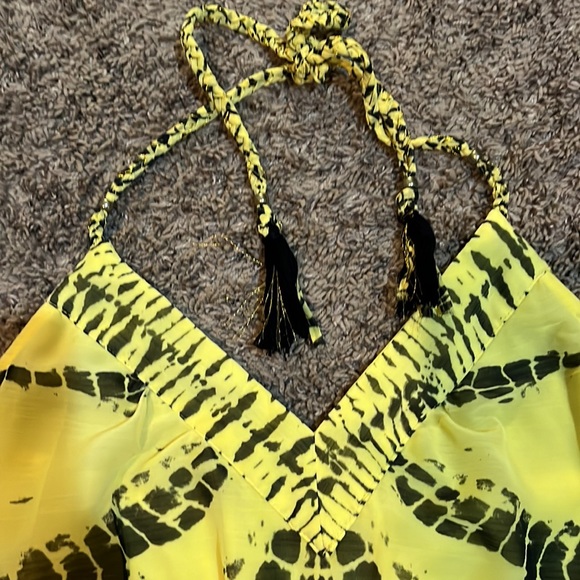 Yellow tie die halter dress - Picture 3 of 5